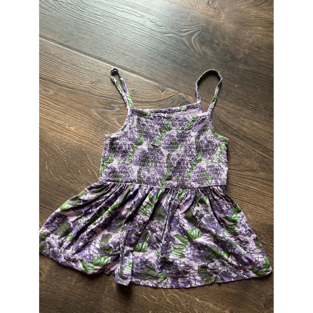 Kate Quinn Girls Purple Floral Smocked Cami‎ Tank Top Size 5Y Modal Spandex